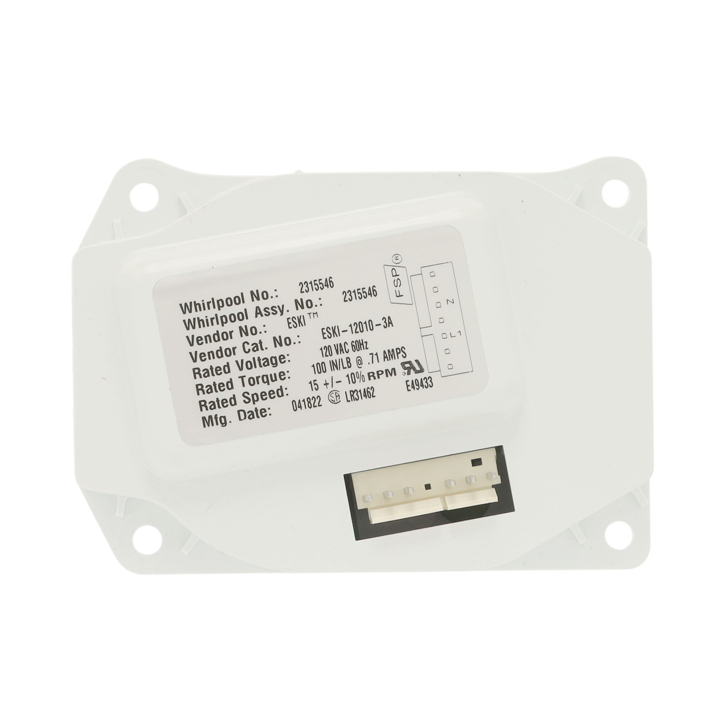 W10822635 Whirlpool Refrigerator Ice Maker Dispenser Auger Drive Motor