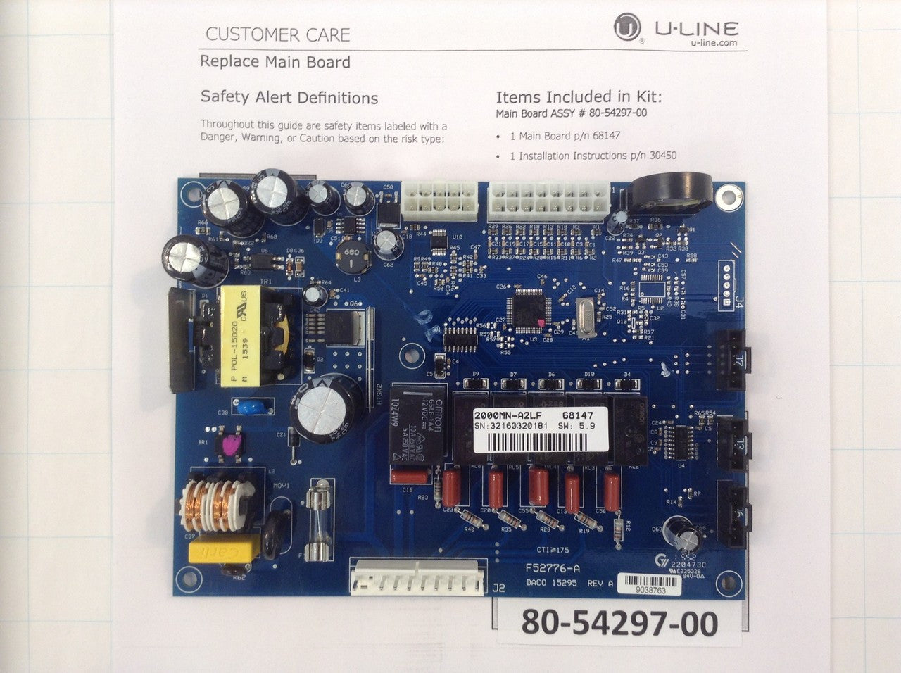 80-54297-00 U-Line Main Board with Installation Sheet